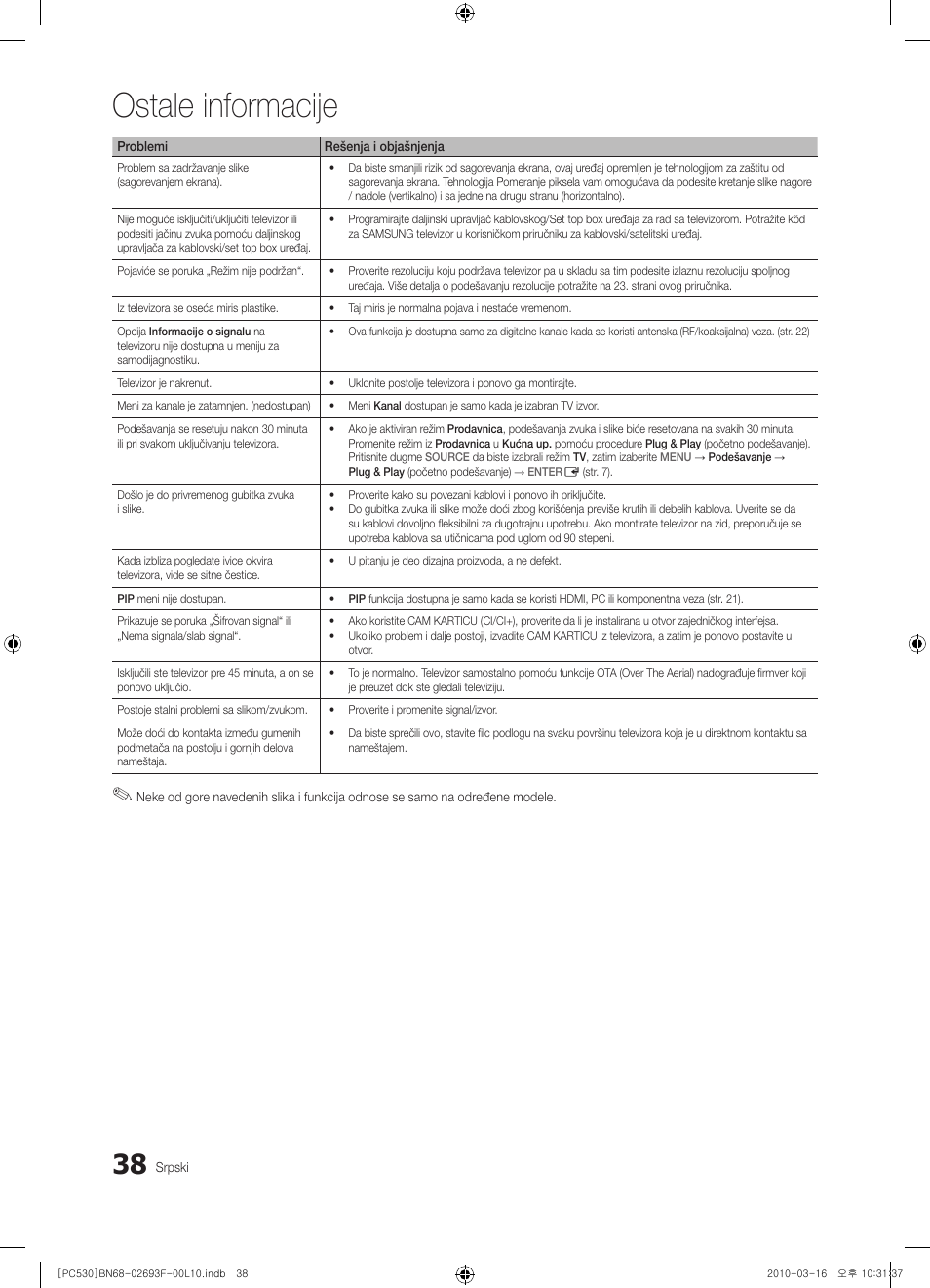 Ostale informacije | Samsung PS50C530C1W User Manual | Page 407 / 411