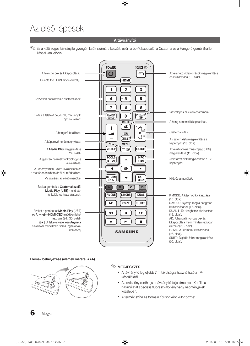 Az első lépések | Samsung PS50C530C1W User Manual | Page 47 / 411