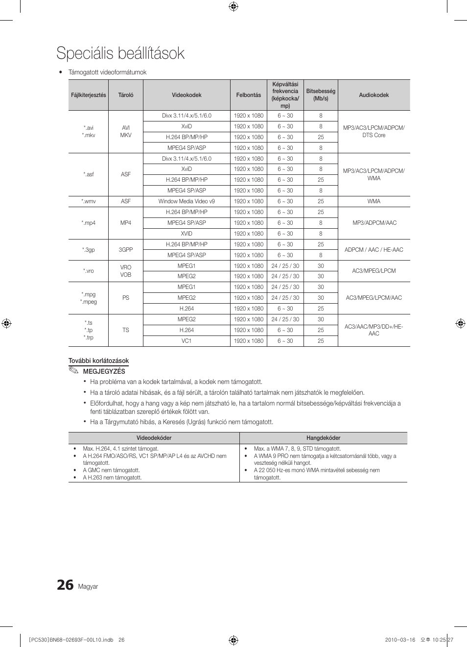 Speciális beállítások | Samsung PS50C530C1W User Manual | Page 67 / 411