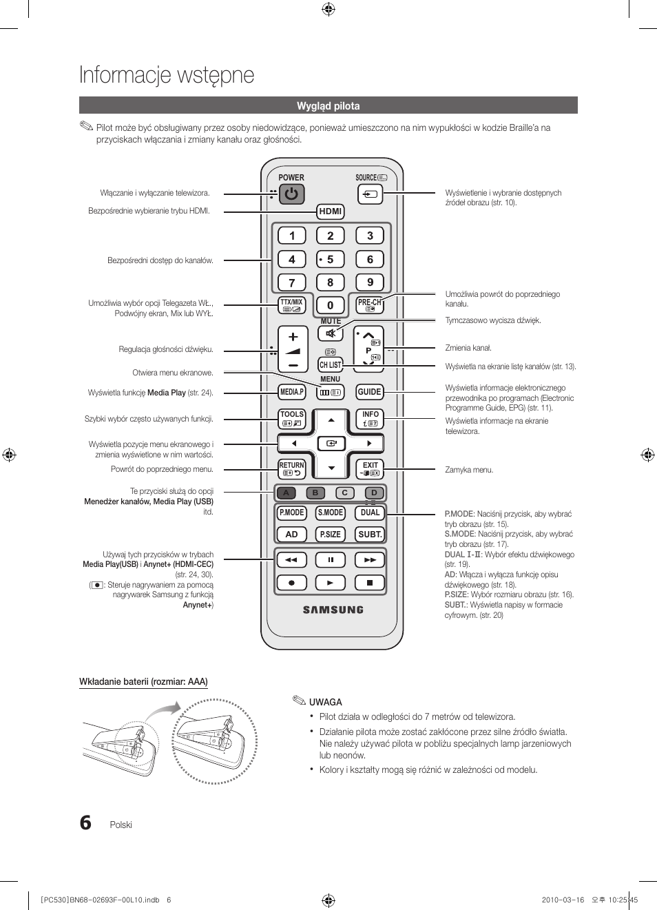 Informacje wstępne | Samsung PS50C530C1W User Manual | Page 88 / 411