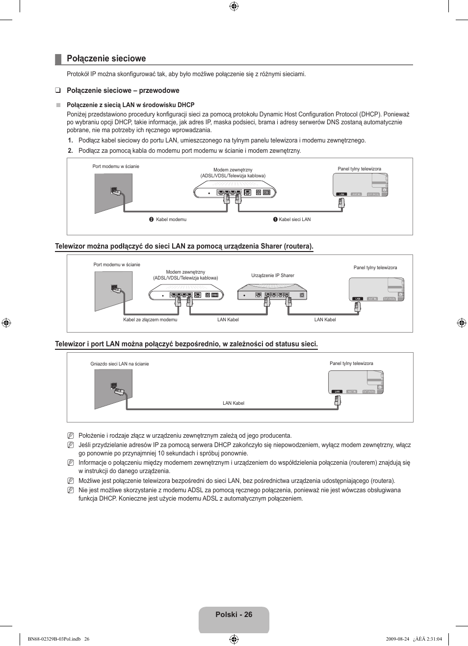 Połączenie sieciowe | Samsung UE32B7020WW User Manual | Page 178 / 702