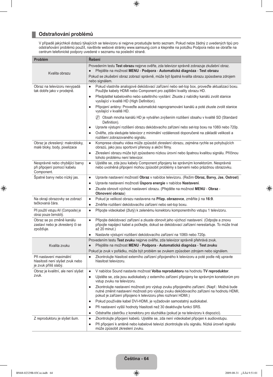 Odstraňování problémů | Samsung UE32B7020WW User Manual | Page 488 / 702