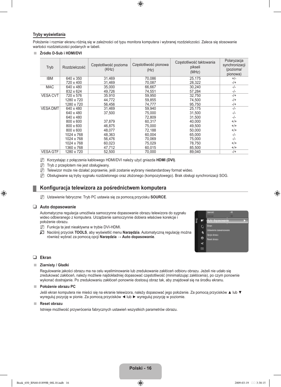 Konfiguracja telewizora za pośrednictwem komputera | Samsung LE22B650T6W User Manual | Page 74 / 288