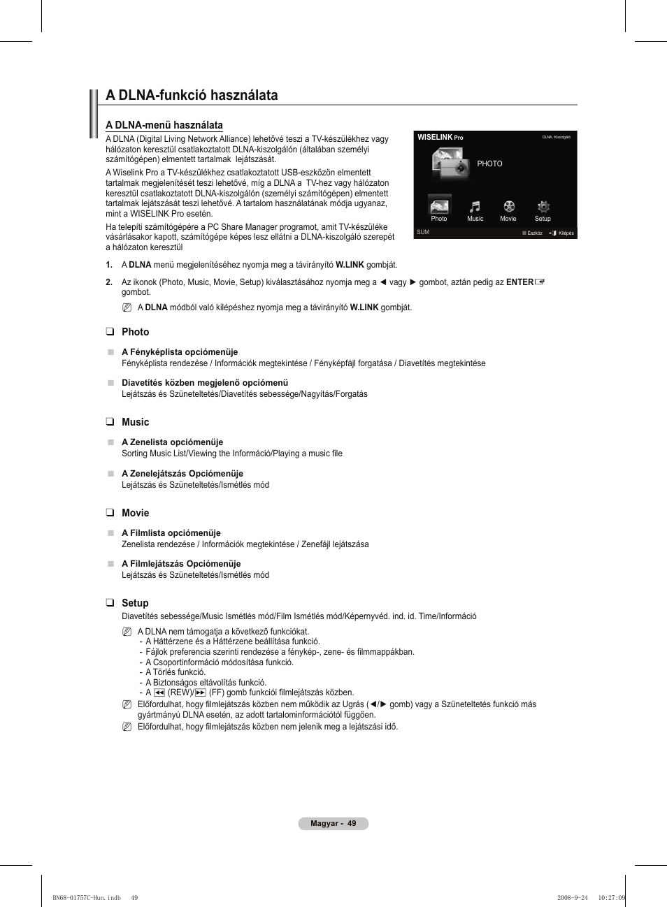 A dlna-funkció használata | Samsung PS50A756T1M User Manual | Page 112 / 503
