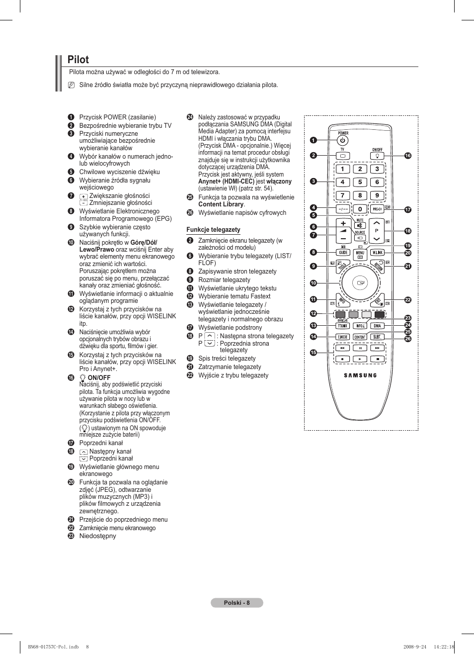 Pilot | Samsung PS50A756T1M User Manual | Page 133 / 503