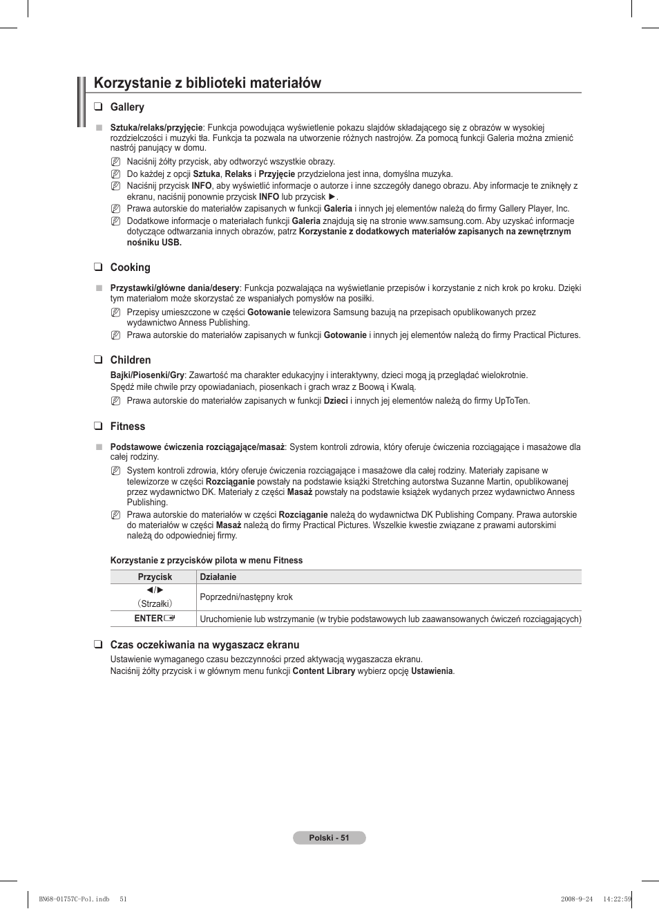 Korzystanie z biblioteki materiałów | Samsung PS50A756T1M User Manual | Page 176 / 503