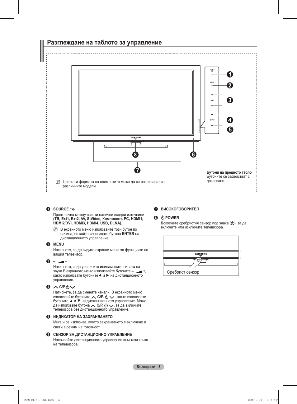 Разглеждане на таблото за управление | Samsung PS50A756T1M User Manual | Page 259 / 503
