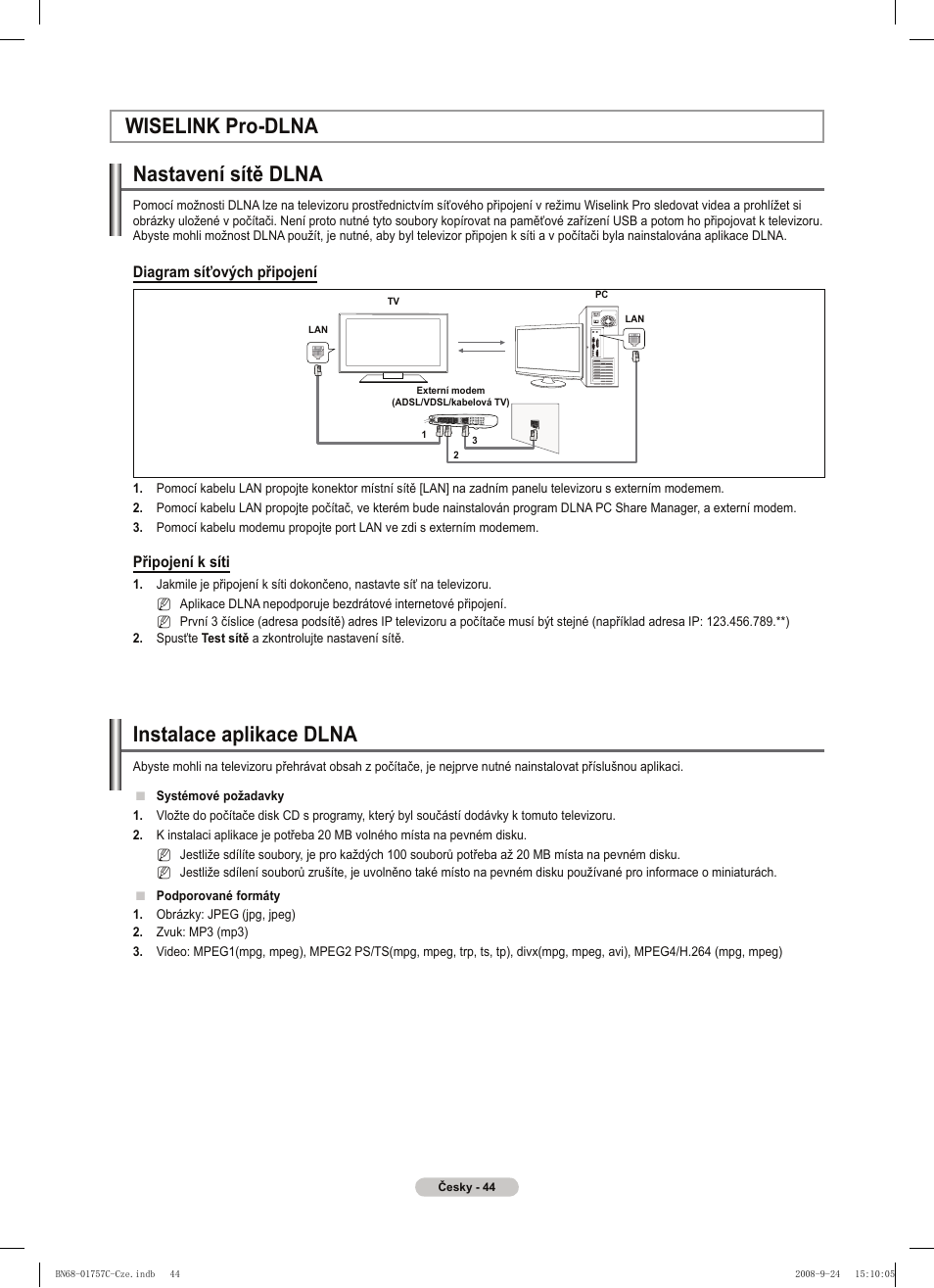Wiselink pro-dlna nastavení sítě dlna, Instalace aplikace dlna | Samsung PS50A756T1M User Manual | Page 360 / 503