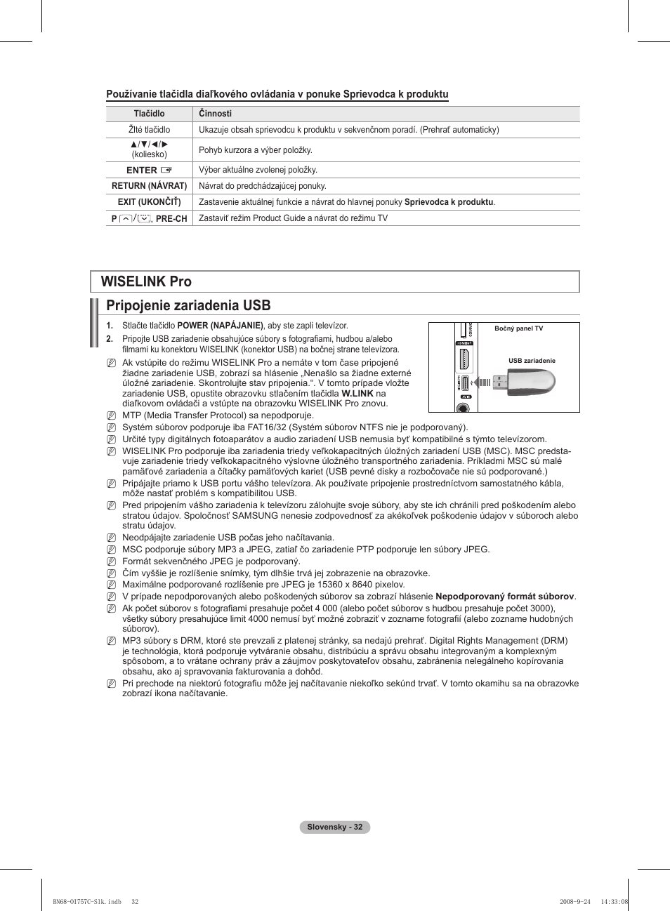 Pripojenie zariadenia usb, Wiselink pro | Samsung PS50A756T1M User Manual | Page 410 / 503
