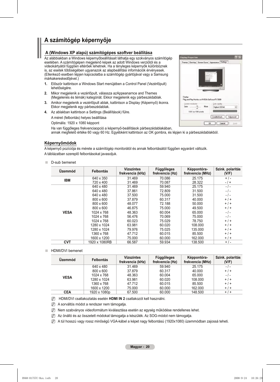 A számítógép képernyője | Samsung PS50A756T1M User Manual | Page 83 / 503