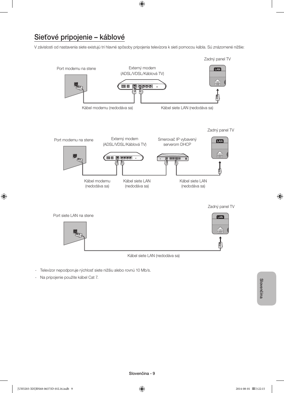 Sieťové pripojenie – káblové | Samsung UE58H5203AW User Manual | Page 149 / 321