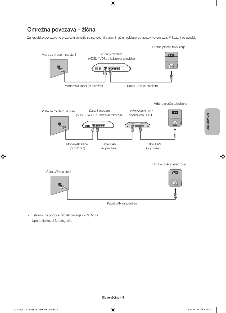 Omrežna povezava – žična | Samsung UE58H5203AW User Manual | Page 249 / 321