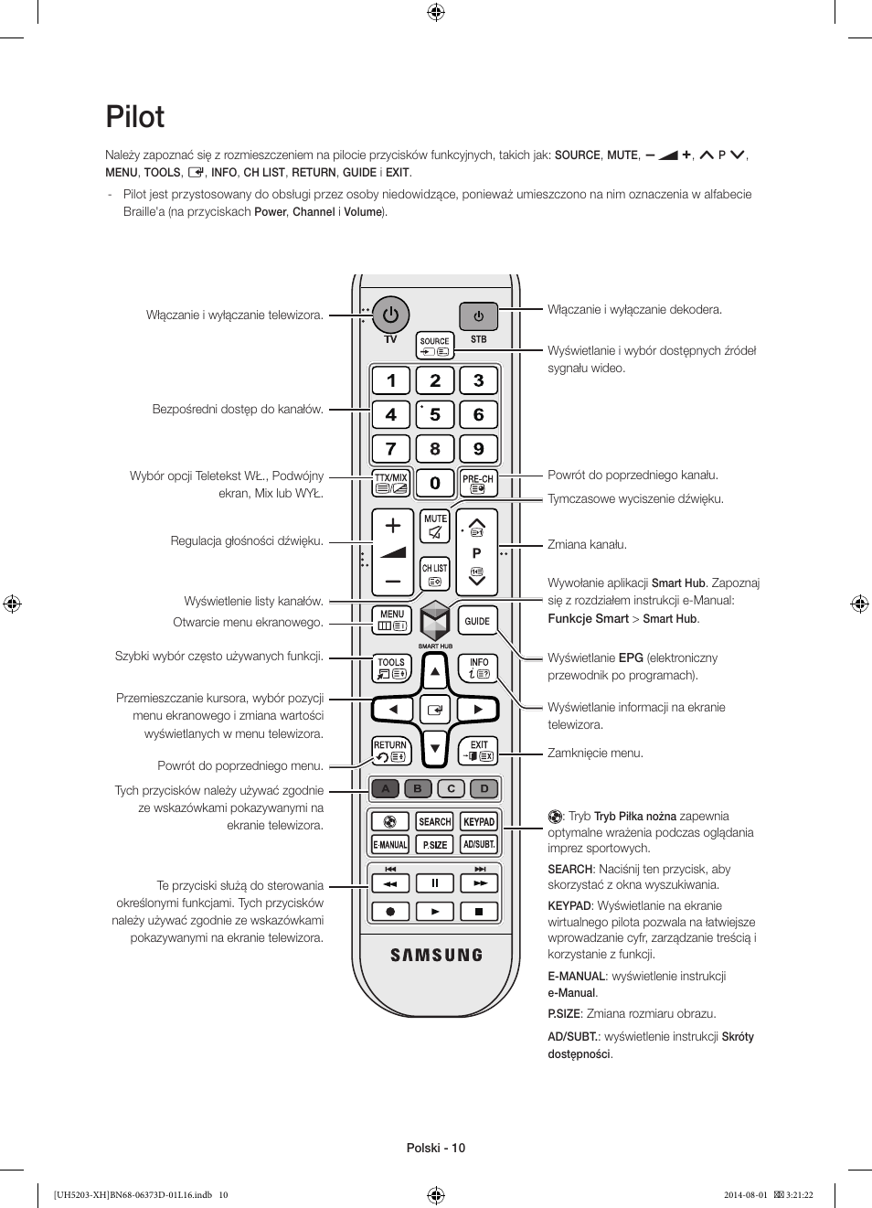 Pilot | Samsung UE58H5203AW User Manual | Page 50 / 321