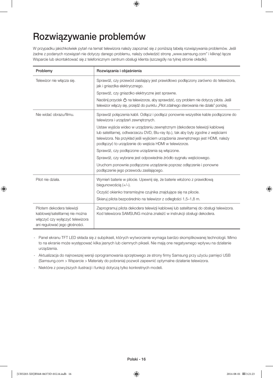 Rozwiązywanie problemów | Samsung UE58H5203AW User Manual | Page 56 / 321