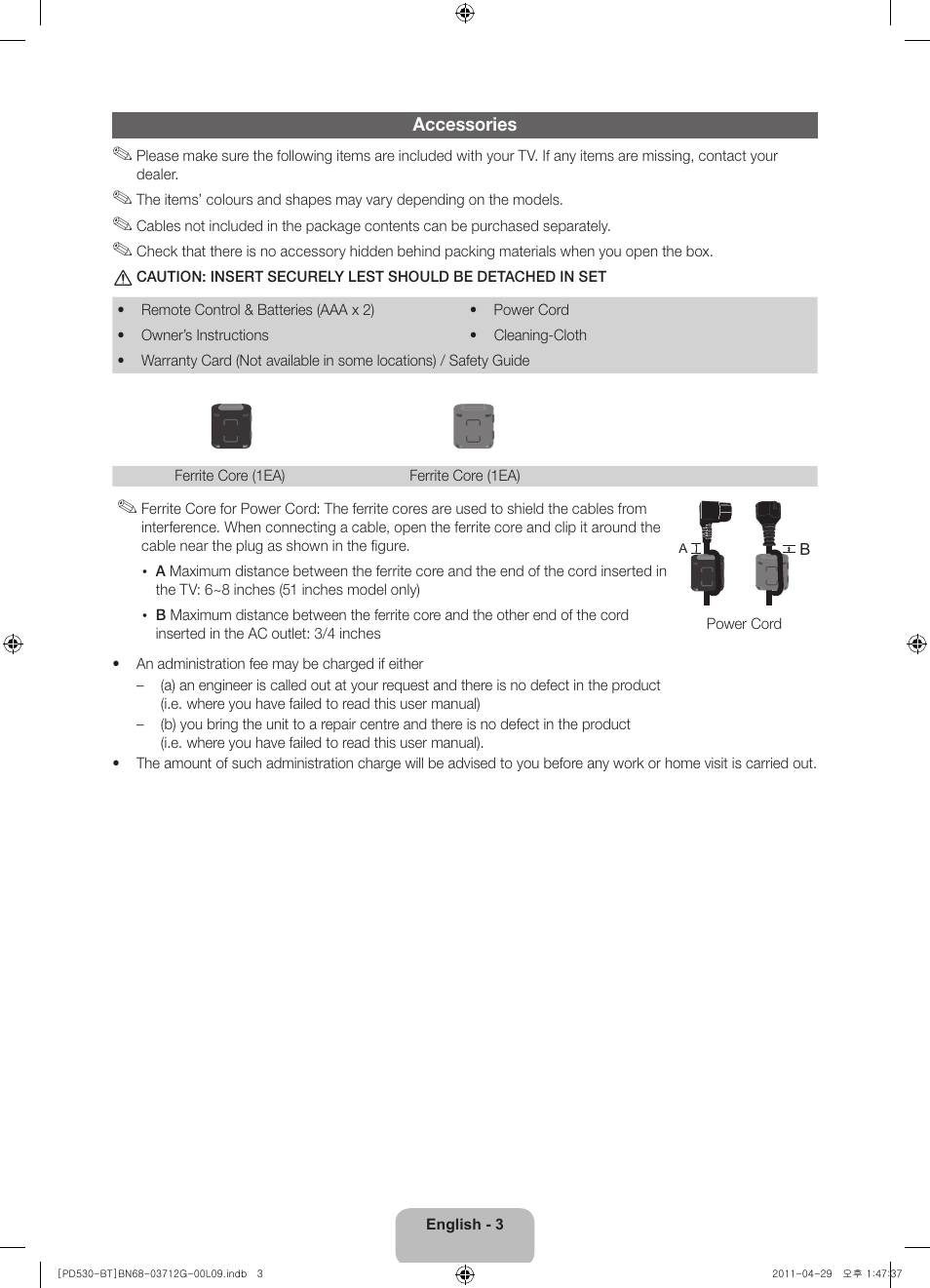 Samsung PS59D530A5W User Manual | Page 3 / 146