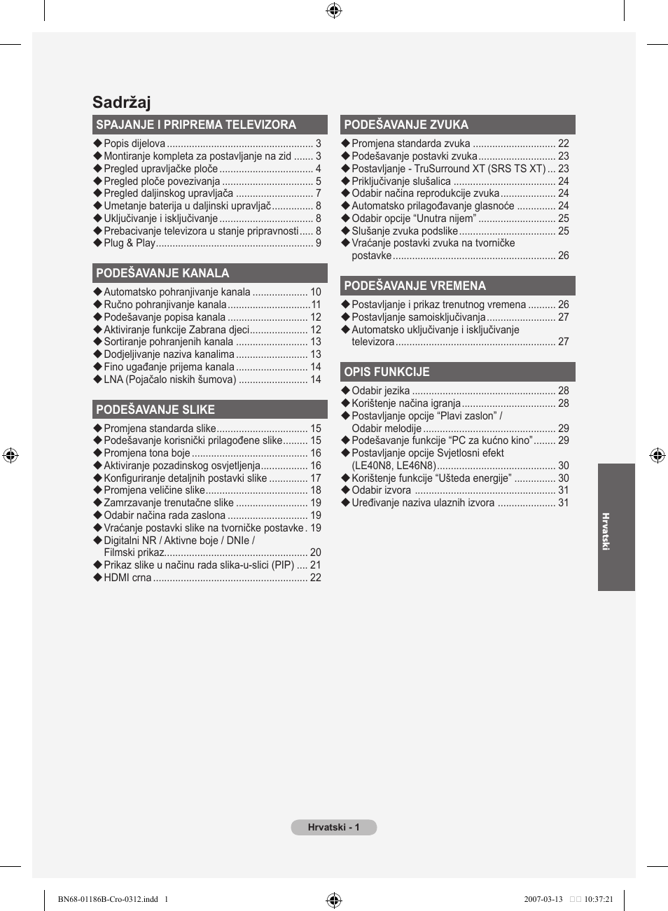 Sadržaj | Samsung LE46M87BD User Manual | Page 313 / 560