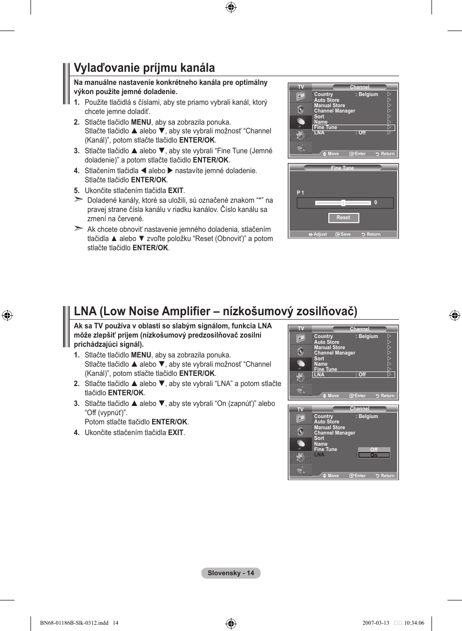 Vylaďovanie príjmu kanála, Lna (low noise amplifier – nízkošumový zosilňovač) | Samsung LE46M87BD User Manual | Page 450 / 560