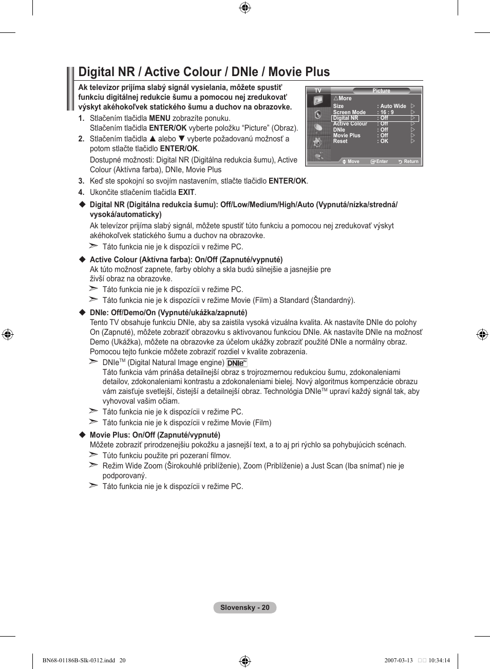 Digital nr / active colour / dnie / movie plus | Samsung LE46M87BD User Manual | Page 456 / 560