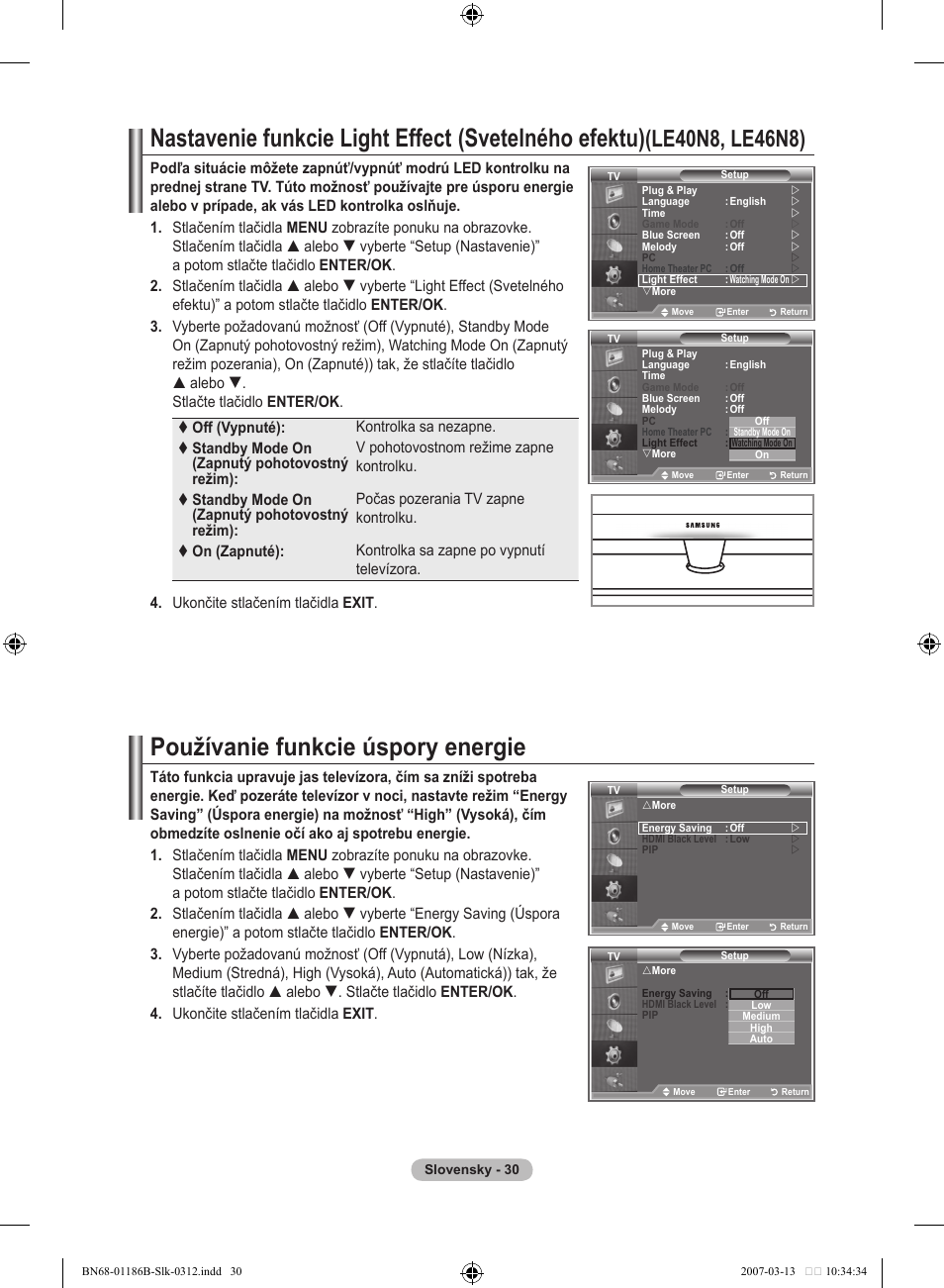 Používanie funkcie úspory energie, Le0n8, le6n8) | Samsung LE46M87BD User Manual | Page 466 / 560