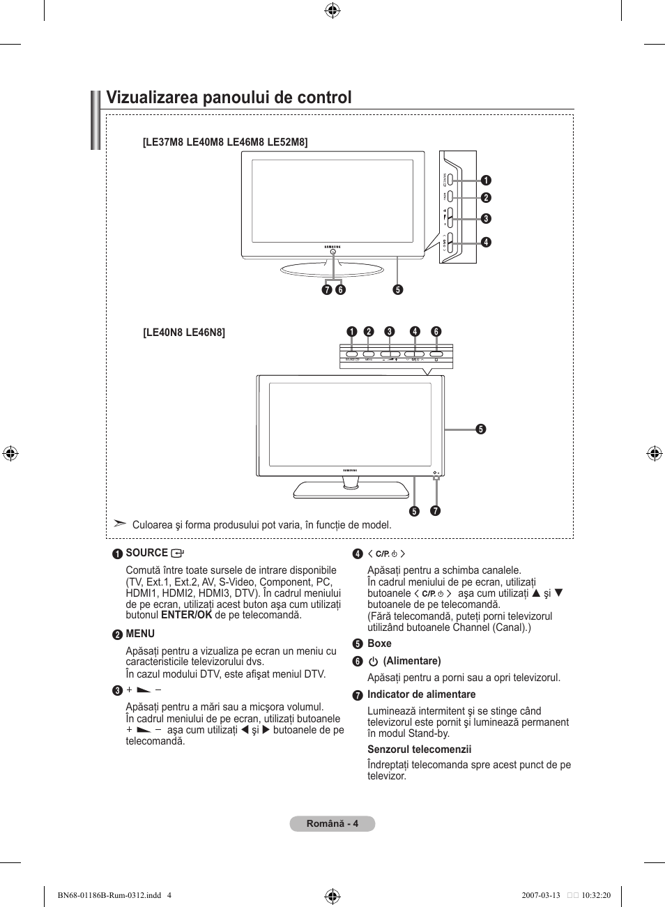 Vizualizarea panoului de control | Samsung LE46M87BD User Manual | Page 502 / 560