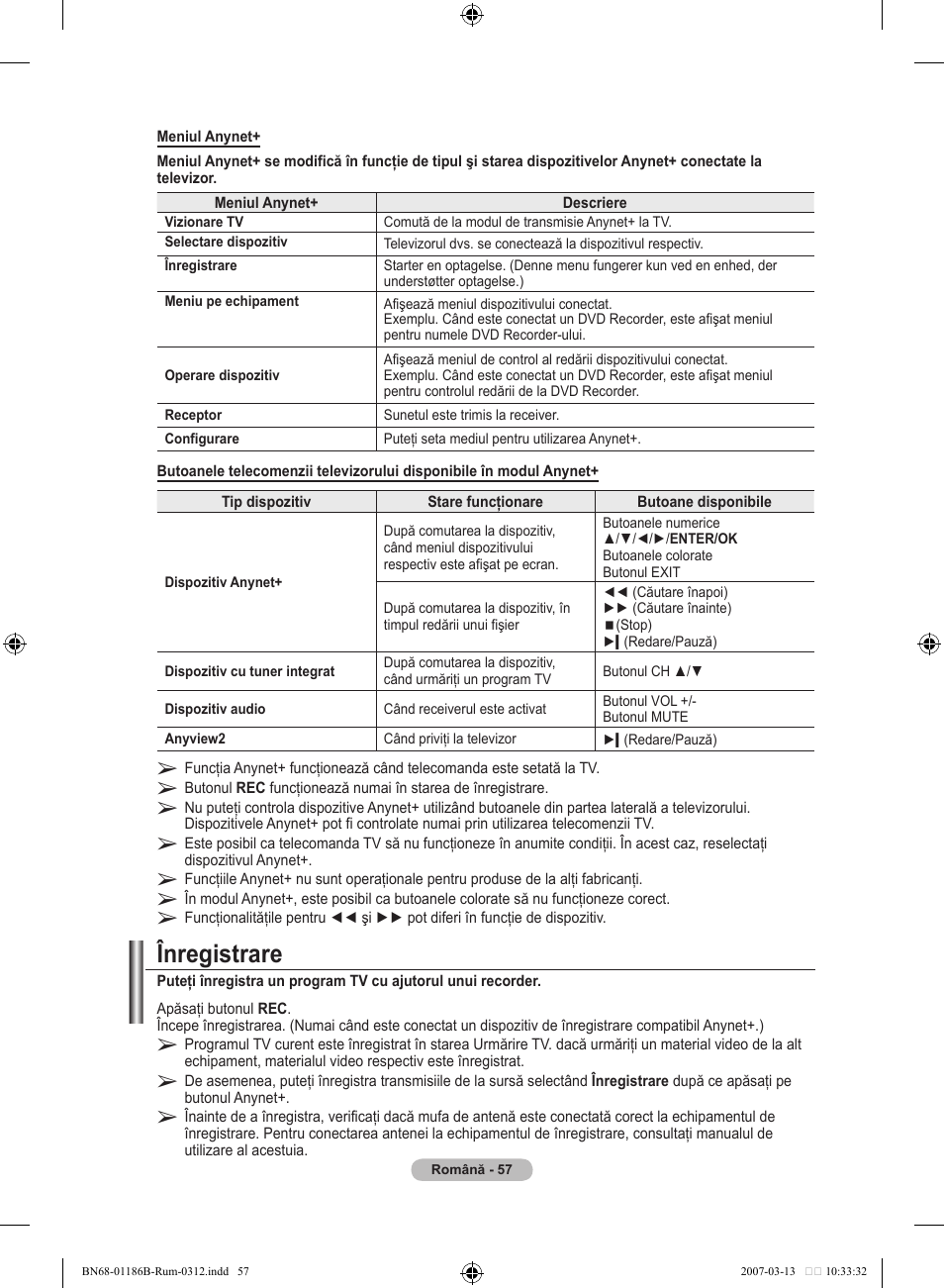 Înregistrare | Samsung LE46M87BD User Manual | Page 555 / 560