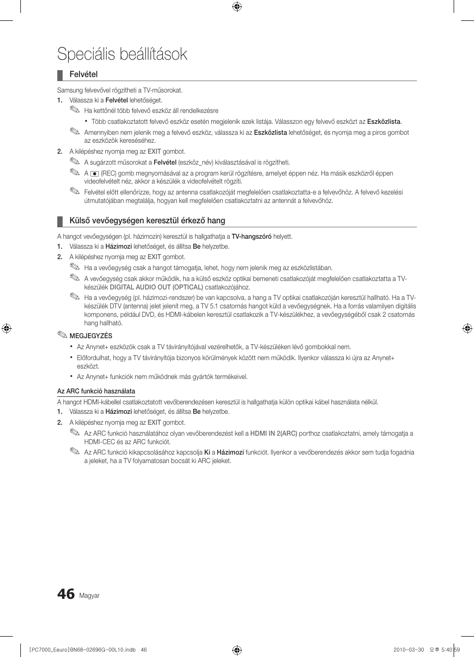 Speciális beállítások | Samsung PS50C7000YW User Manual | Page 108 / 621