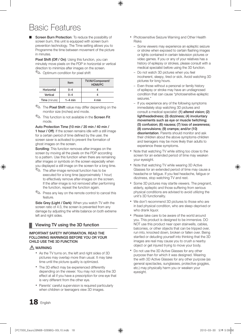 Basic features | Samsung PS50C7000YW User Manual | Page 18 / 621