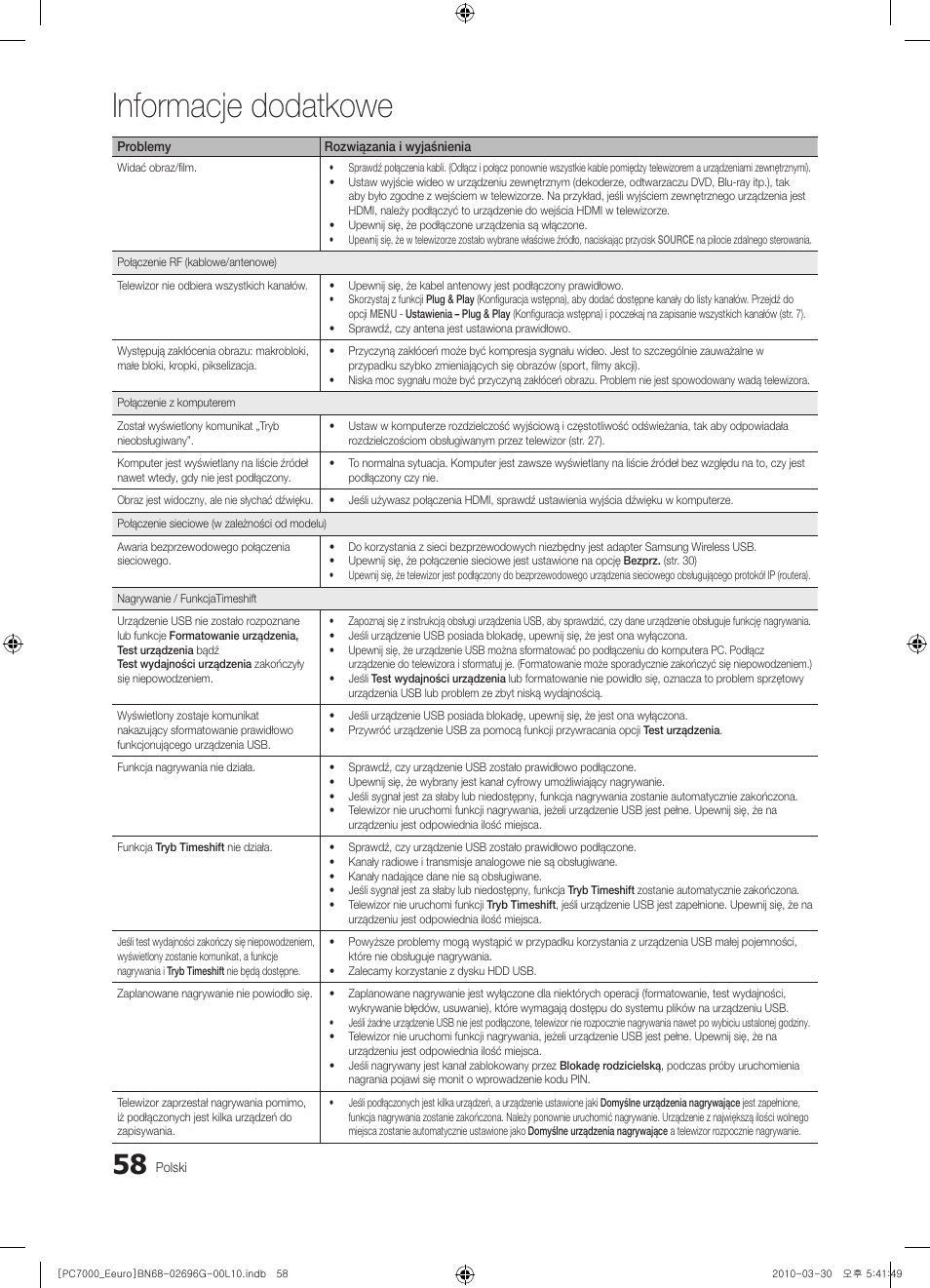 Informacje dodatkowe | Samsung PS50C7000YW User Manual | Page 182 / 621