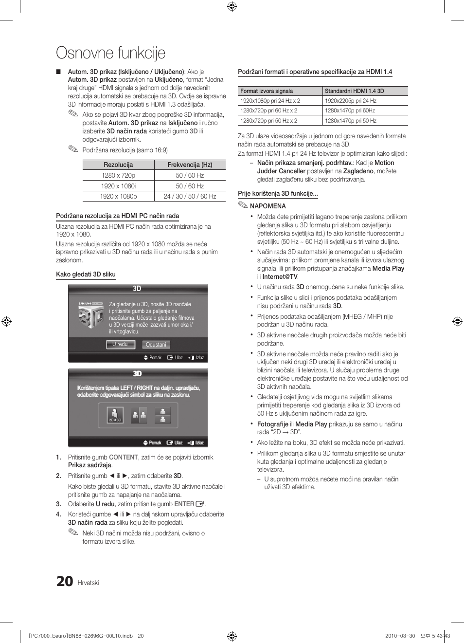 Osnovne funkcije | Samsung PS50C7000YW User Manual | Page 330 / 621