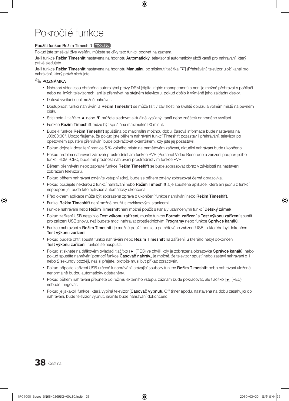 Pokročilé funkce | Samsung PS50C7000YW User Manual | Page 410 / 621