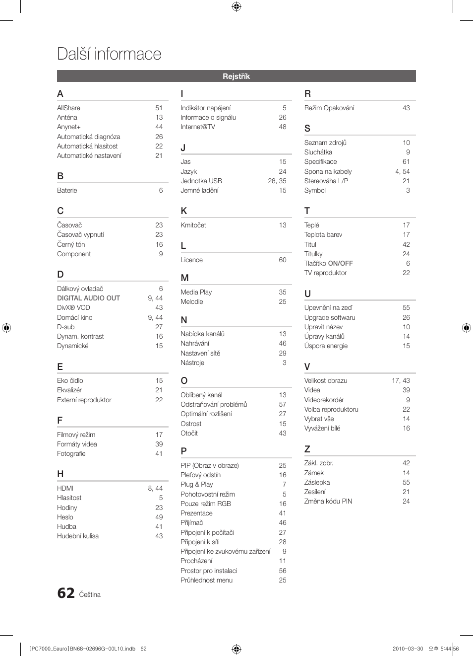 Další informace | Samsung PS50C7000YW User Manual | Page 434 / 621
