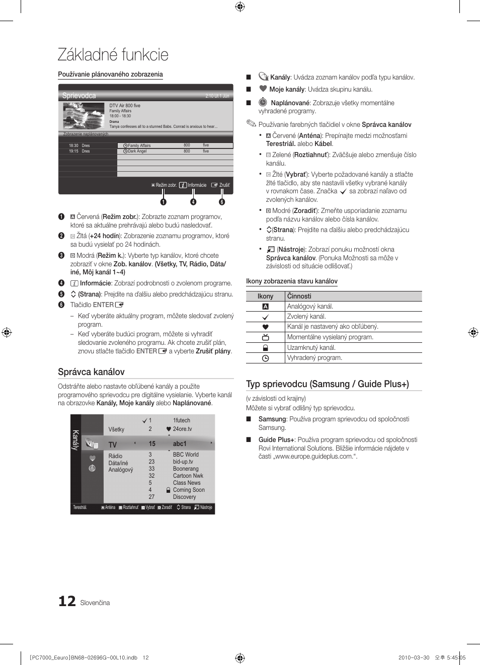 Základné funkcie, Správca kanálov, Typ sprievodcu (samsung / guide plus+) | Samsung PS50C7000YW User Manual | Page 446 / 621