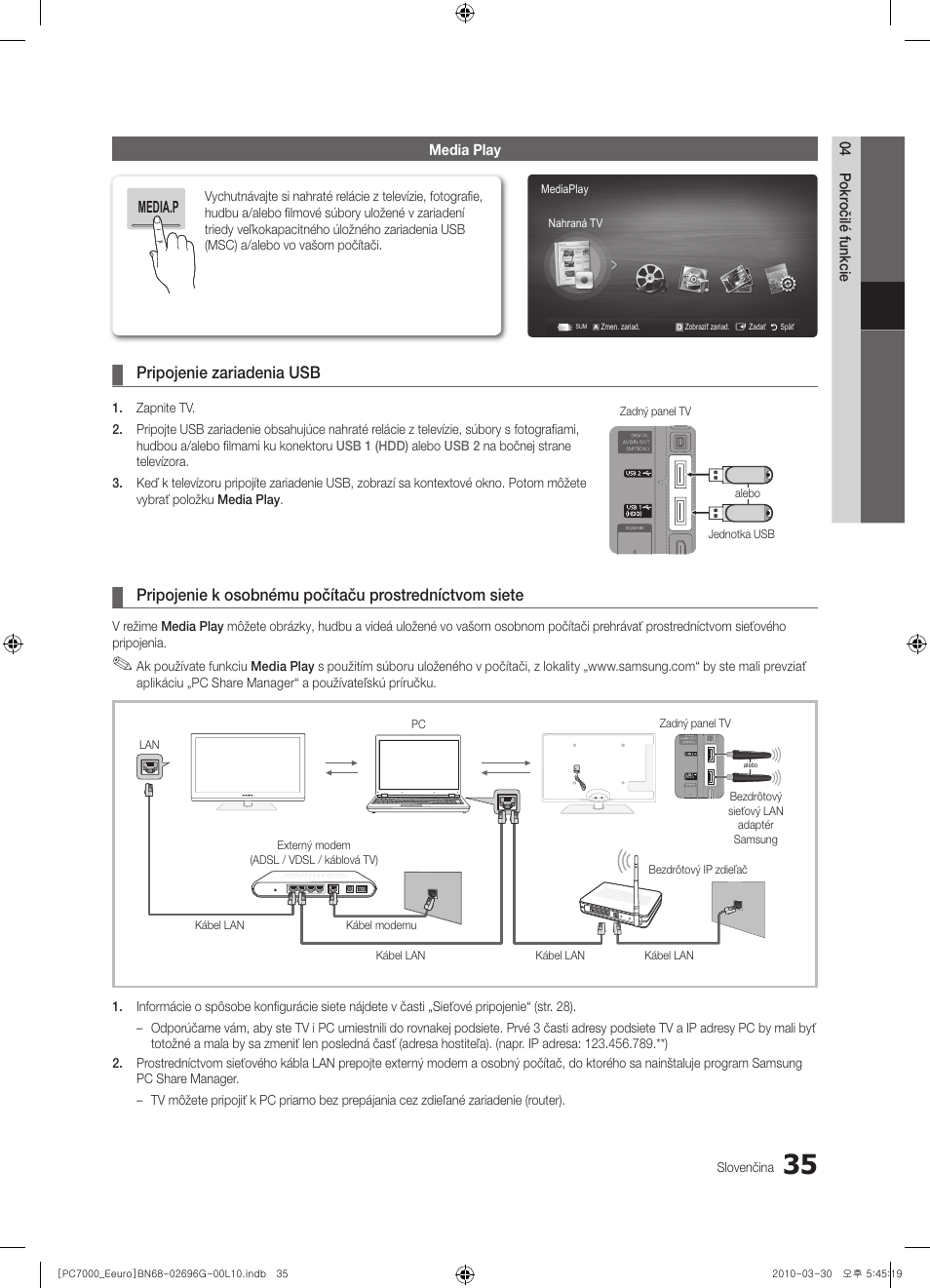 Pripojenie zariadenia usb | Samsung PS50C7000YW User Manual | Page 469 / 621
