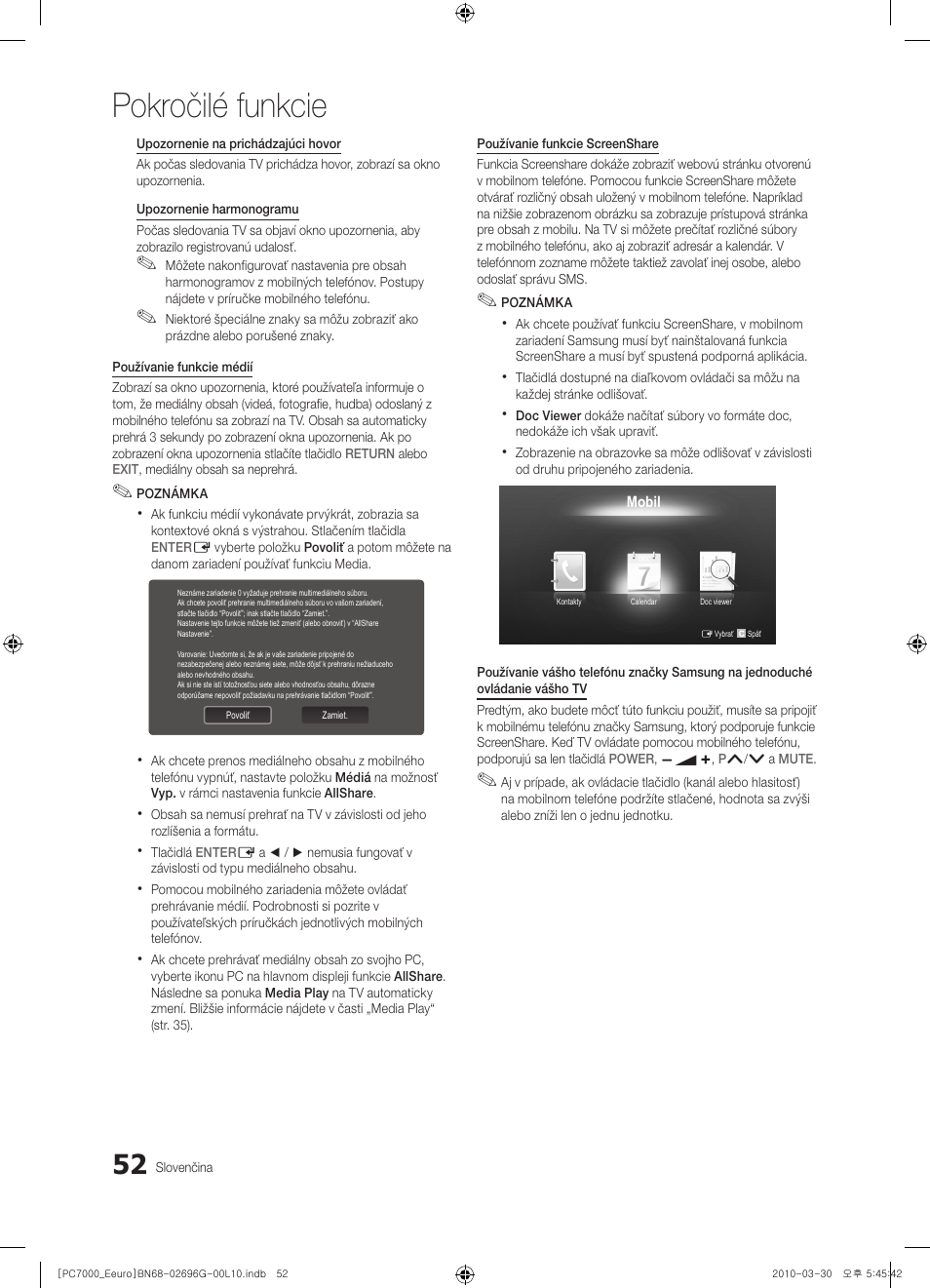 Pokročilé funkcie | Samsung PS50C7000YW User Manual | Page 486 / 621