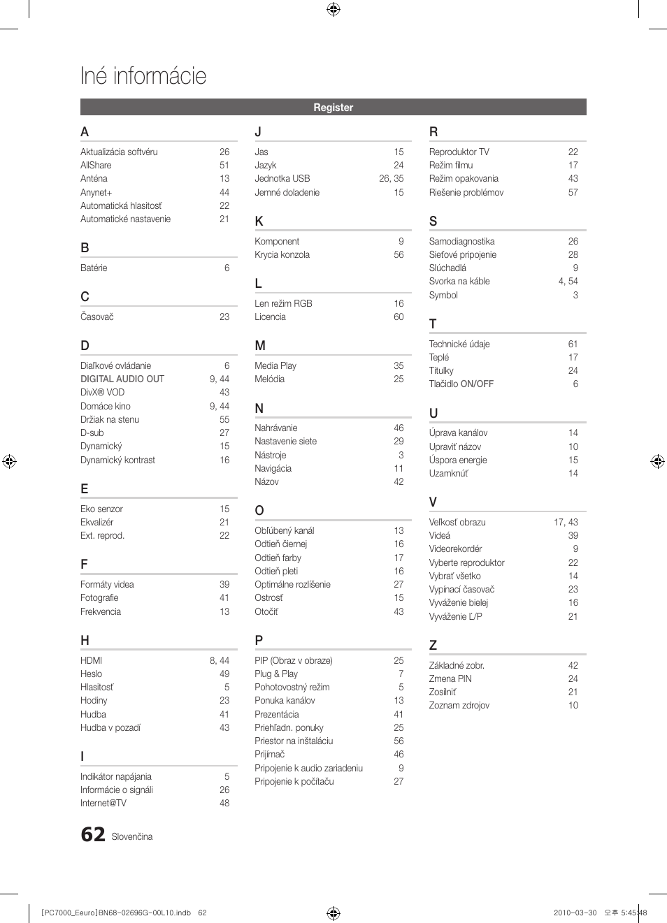 Iné informácie | Samsung PS50C7000YW User Manual | Page 496 / 621