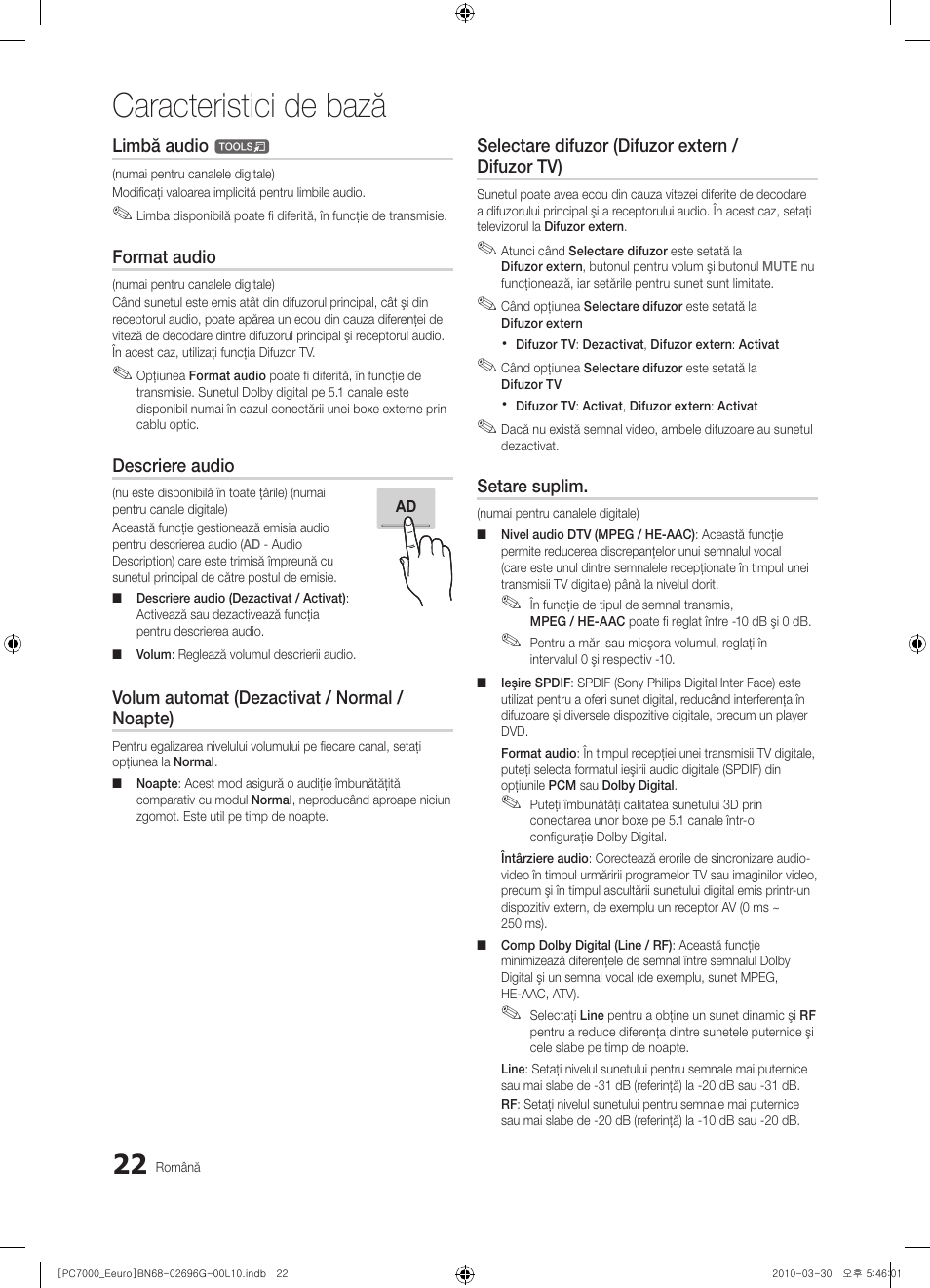 Caracteristici de bază | Samsung PS50C7000YW User Manual | Page 518 / 621