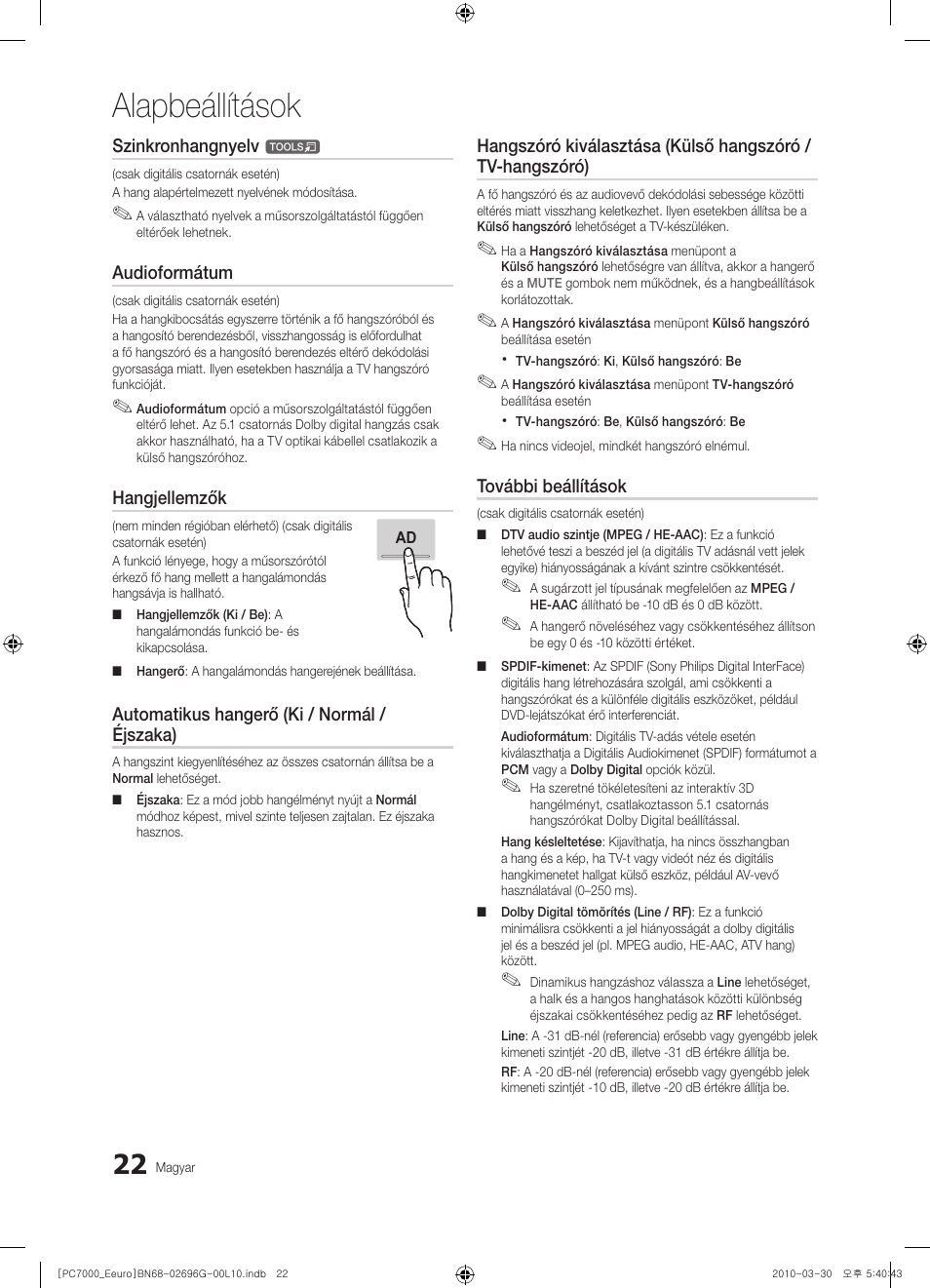 Alapbeállítások | Samsung PS50C7000YW User Manual | Page 84 / 621