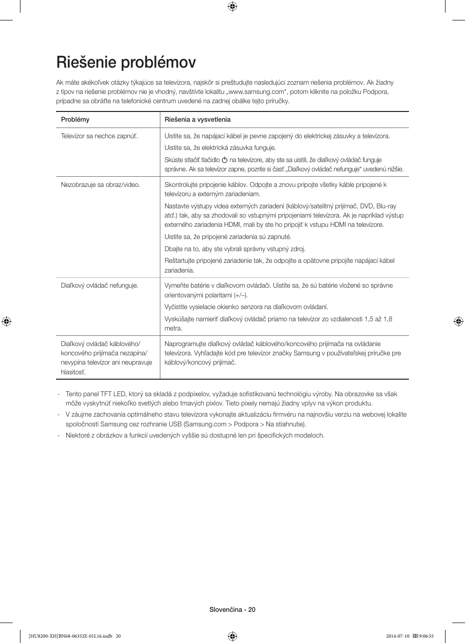 Riešenie problémov | Samsung UE55HU8200L User Manual | Page 188 / 385