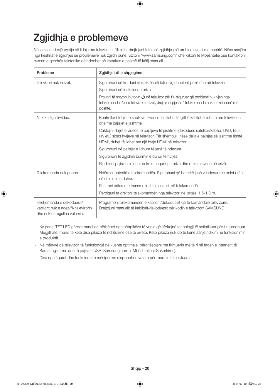 Zgjidhja e problemeve | Samsung UE55HU8200L User Manual | Page 260 / 385