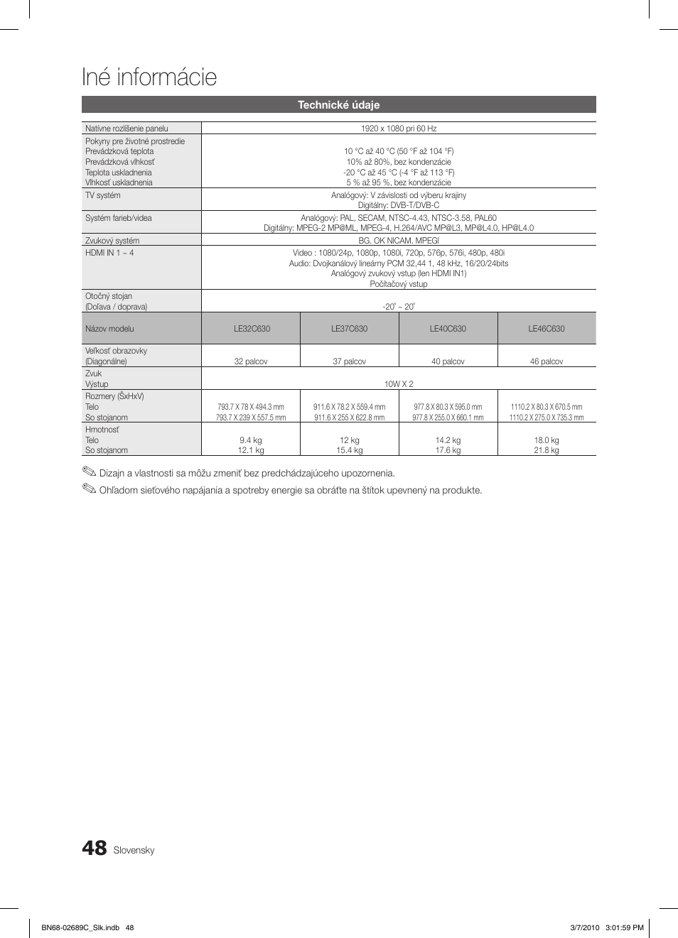 Iné informácie | Samsung LE40C630K1W User Manual | Page 391 / 491