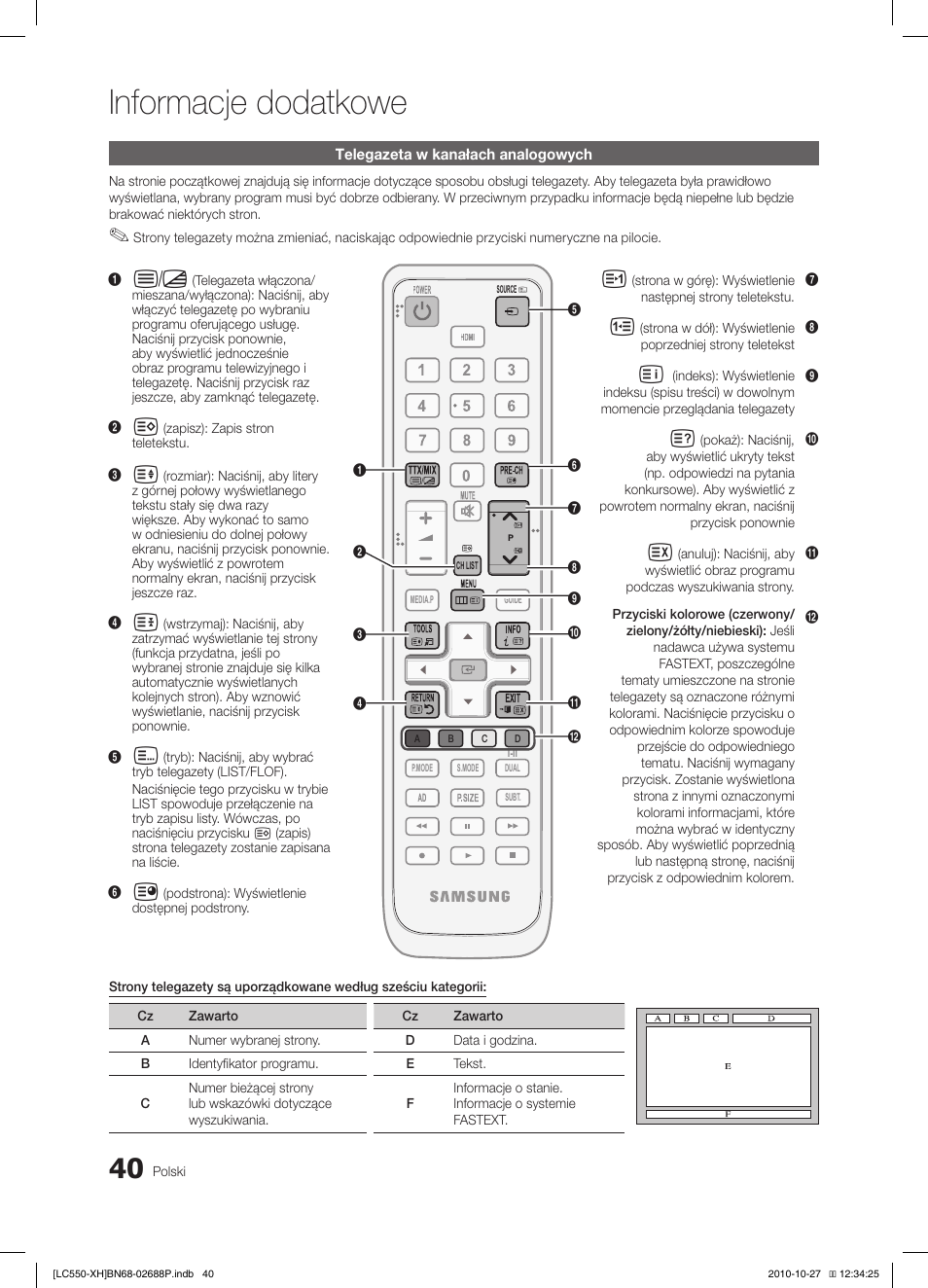 Informacje dodatkowe | Samsung LE32C550J1W User Manual | Page 138 / 491