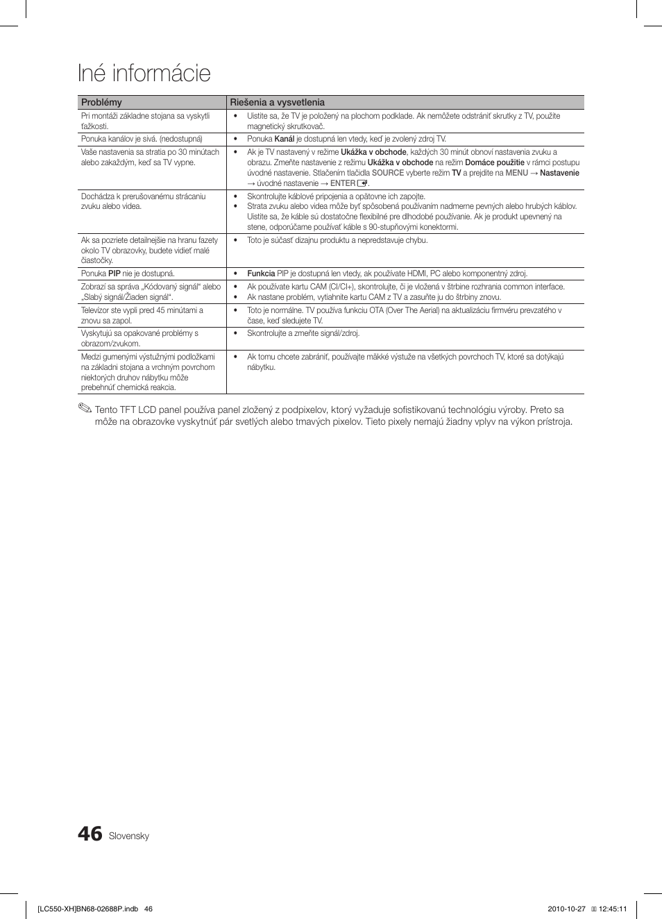 Iné informácie | Samsung LE32C550J1W User Manual | Page 389 / 491