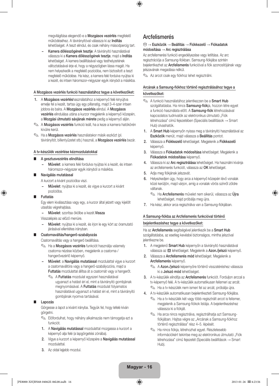 Arcfelismerés | Samsung PS51D8000FS User Manual | Page 39 / 185