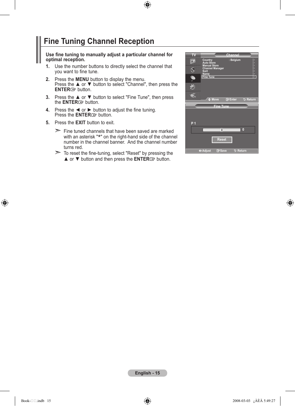Fine tuning channel reception | Samsung LE32A450C2 User Manual | Page 17 / 533