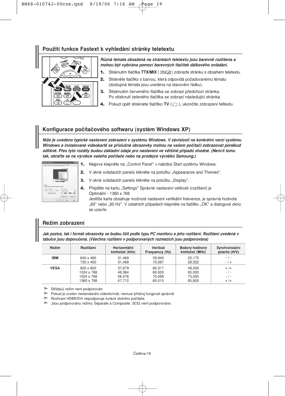 Reïim zobrazení | Samsung LE23R71W User Manual | Page 168 / 171