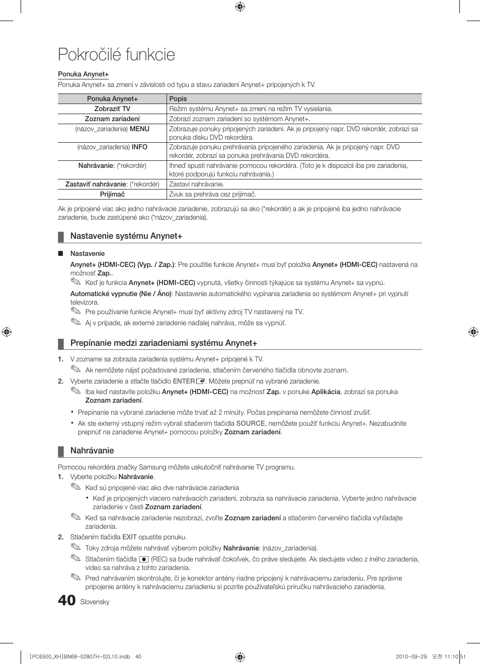 Pokročilé funkcie | Samsung PS50C6500TW User Manual | Page 425 / 551