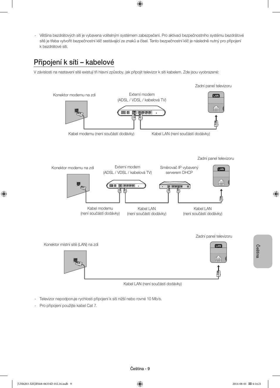 Připojení k síti – kabelové | Samsung UE46H5303AW User Manual | Page 129 / 322