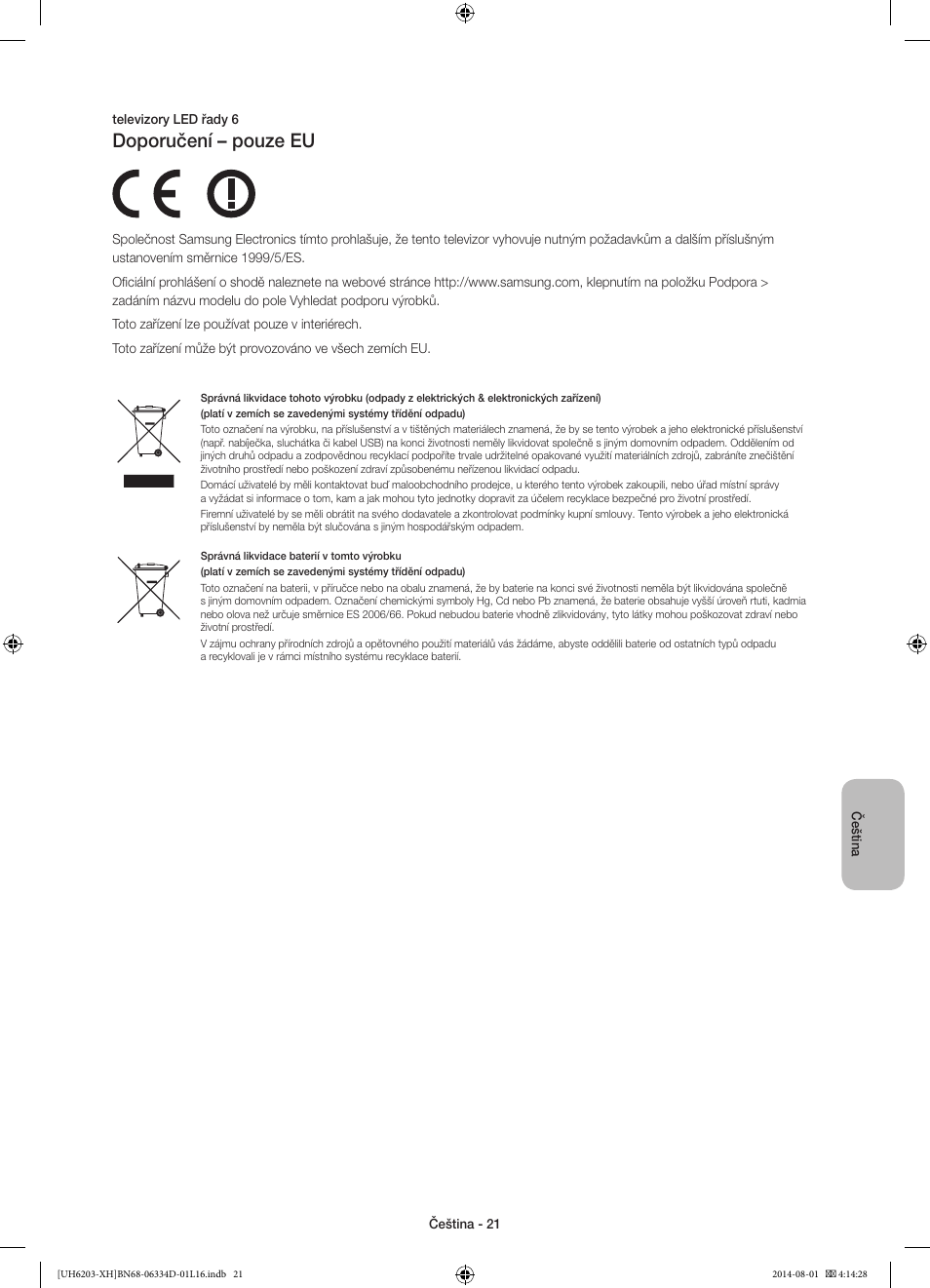 Doporučení – pouze eu | Samsung UE46H5303AW User Manual | Page 141 / 322