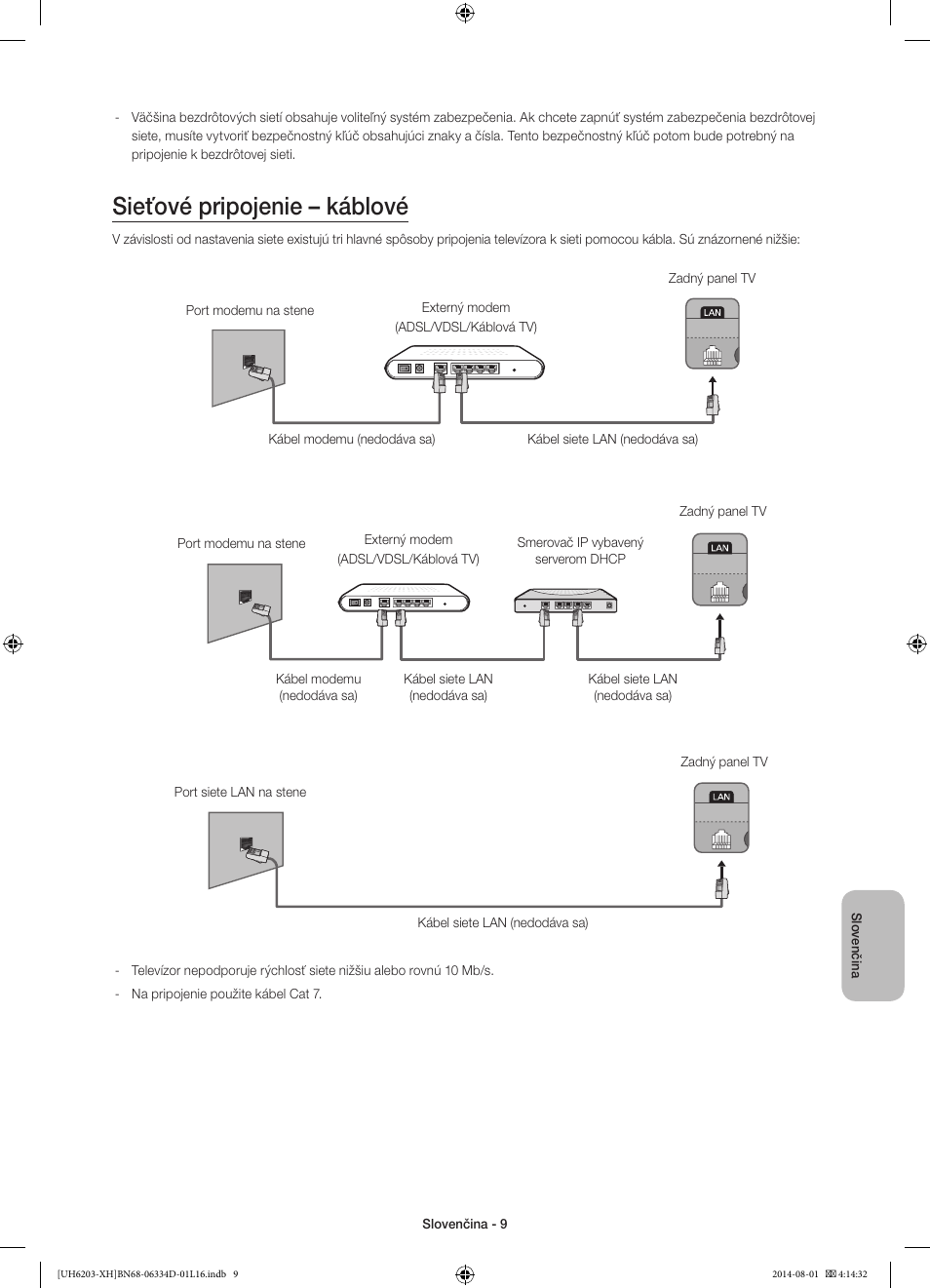 Sieťové pripojenie – káblové | Samsung UE46H5303AW User Manual | Page 149 / 322