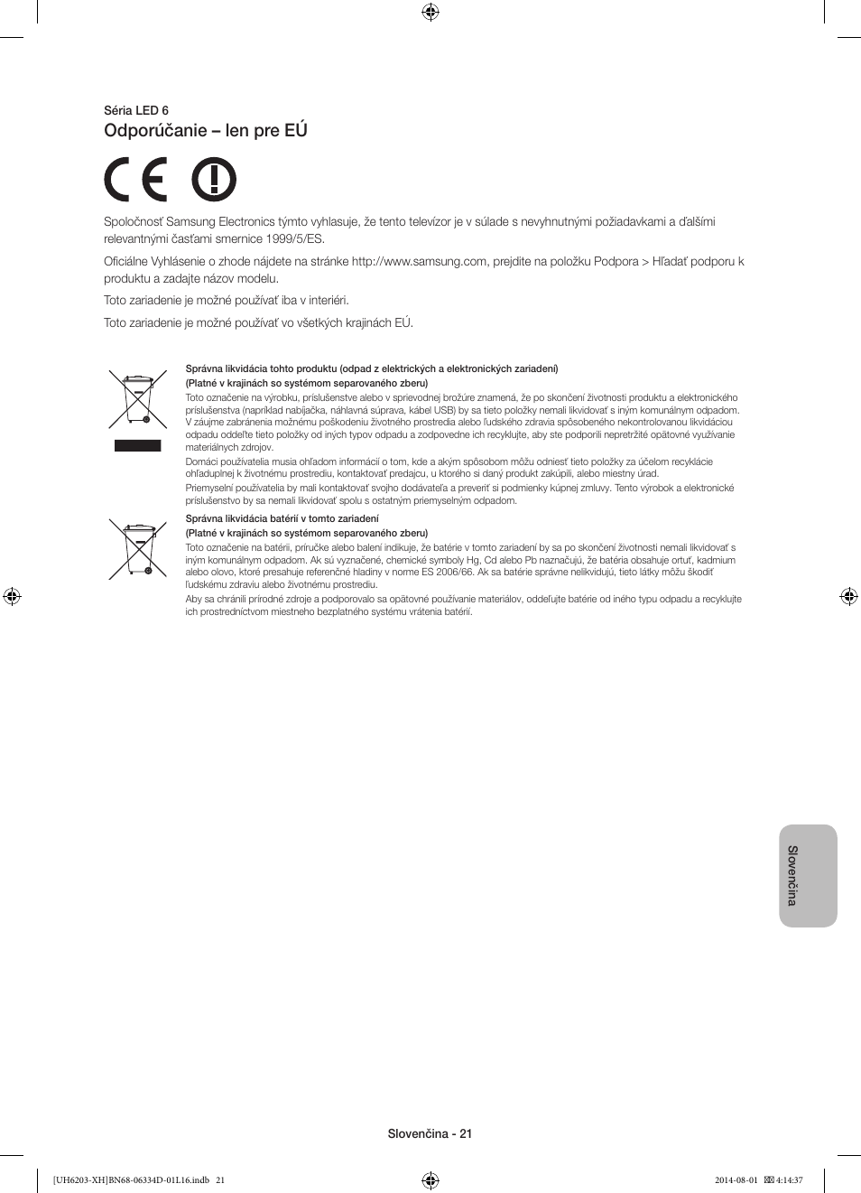Odporúčanie – len pre eú | Samsung UE46H5303AW User Manual | Page 161 / 322